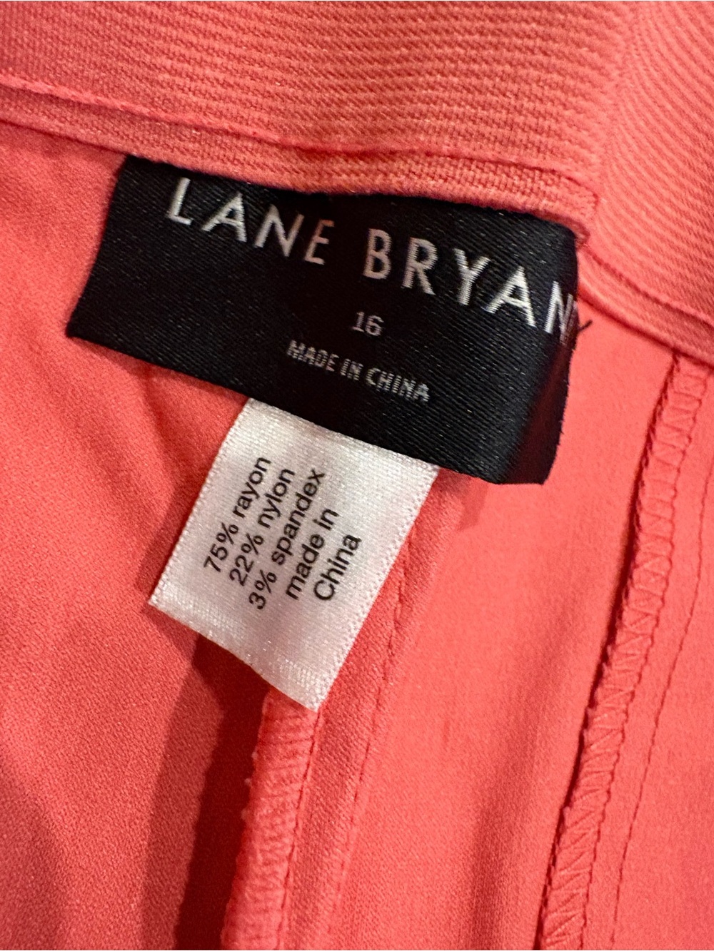 Lane Bryant Women’s Salmon/Coral Slim Capri Pants, Mid-Rise Flat Front Pockets 1 - Picture 4 of 7